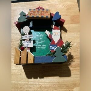 Christmas picture frame featuring North Pole Mail service & Santa. Vintage Kmart